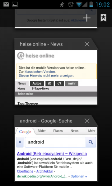 Browsertab Verwaltung