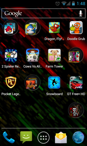 Homescreen mit Ordnern